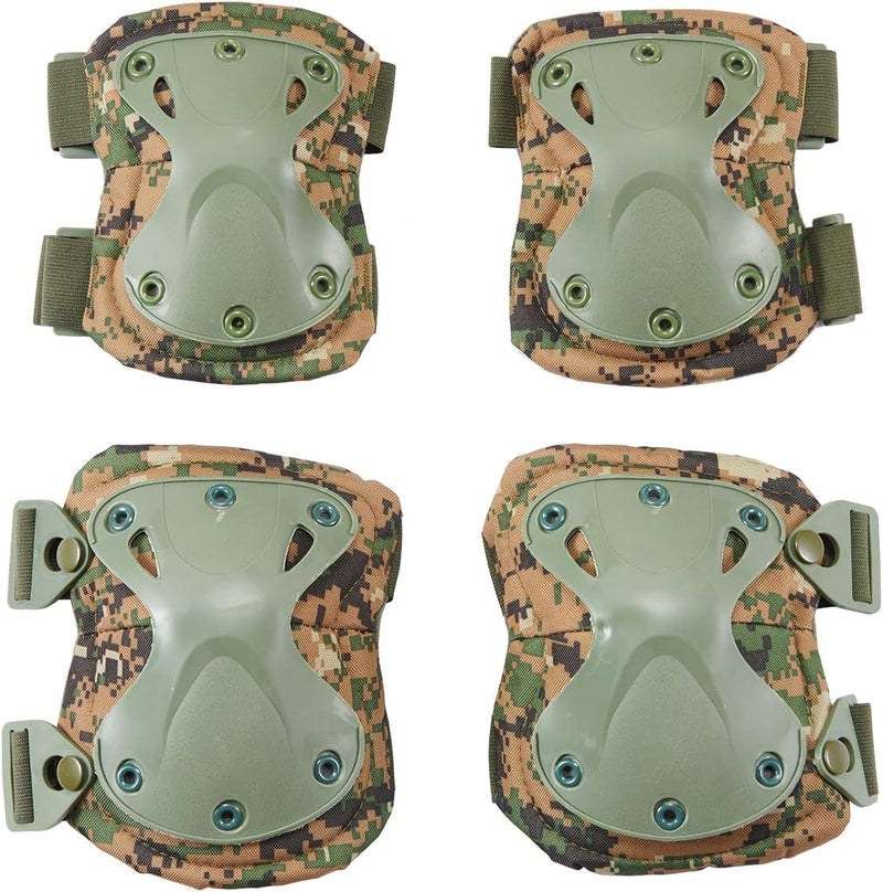 Lancer Tactical Combat Knee & Elbow Protective Pads Set for Outdoor Airsoft CS Paintball Game Cycling Safety Skateboarding Gear Skates Knee Protection Guard Pads - Image 1